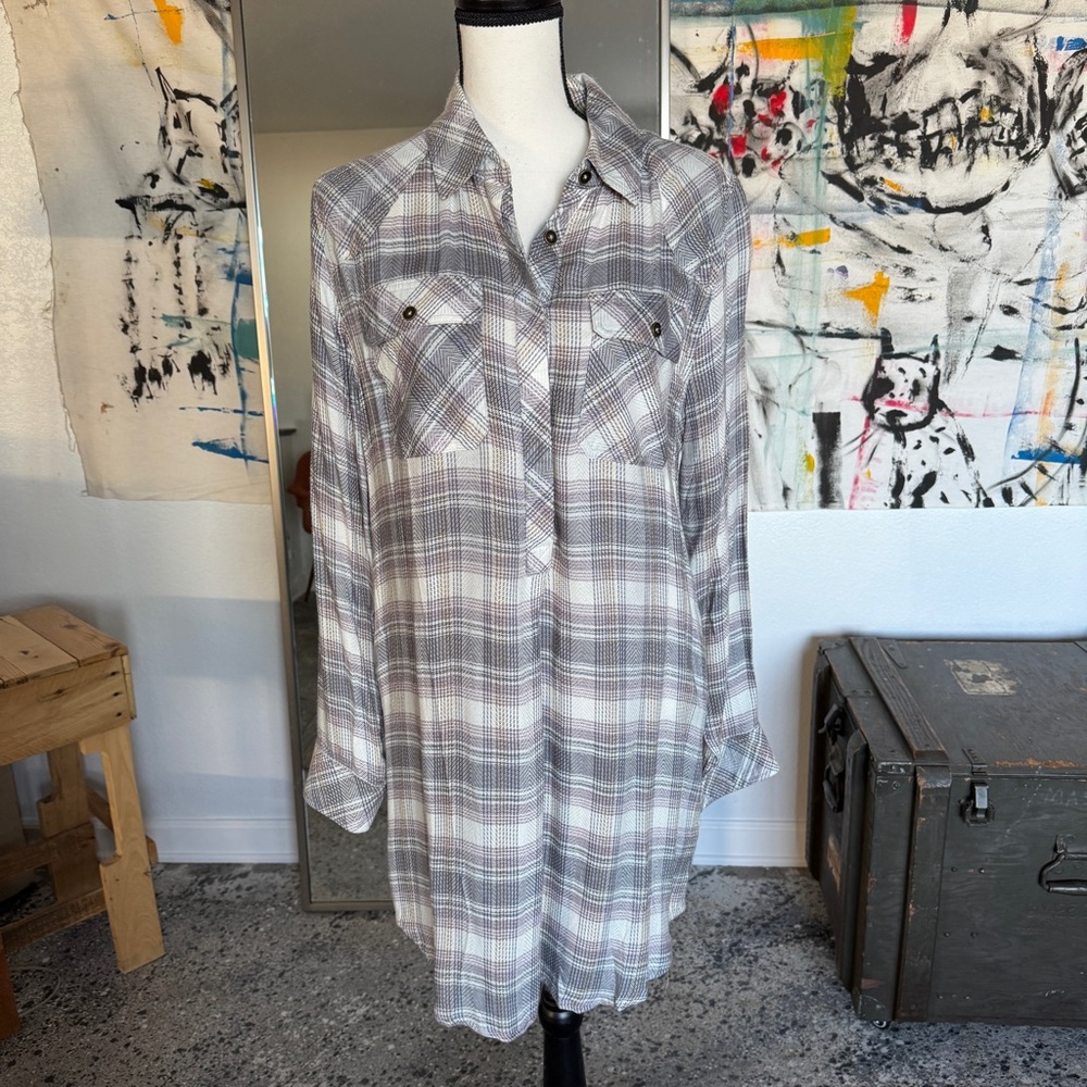 NWT Ash & Ember Plaid Flannel Catalina Shirt Dress